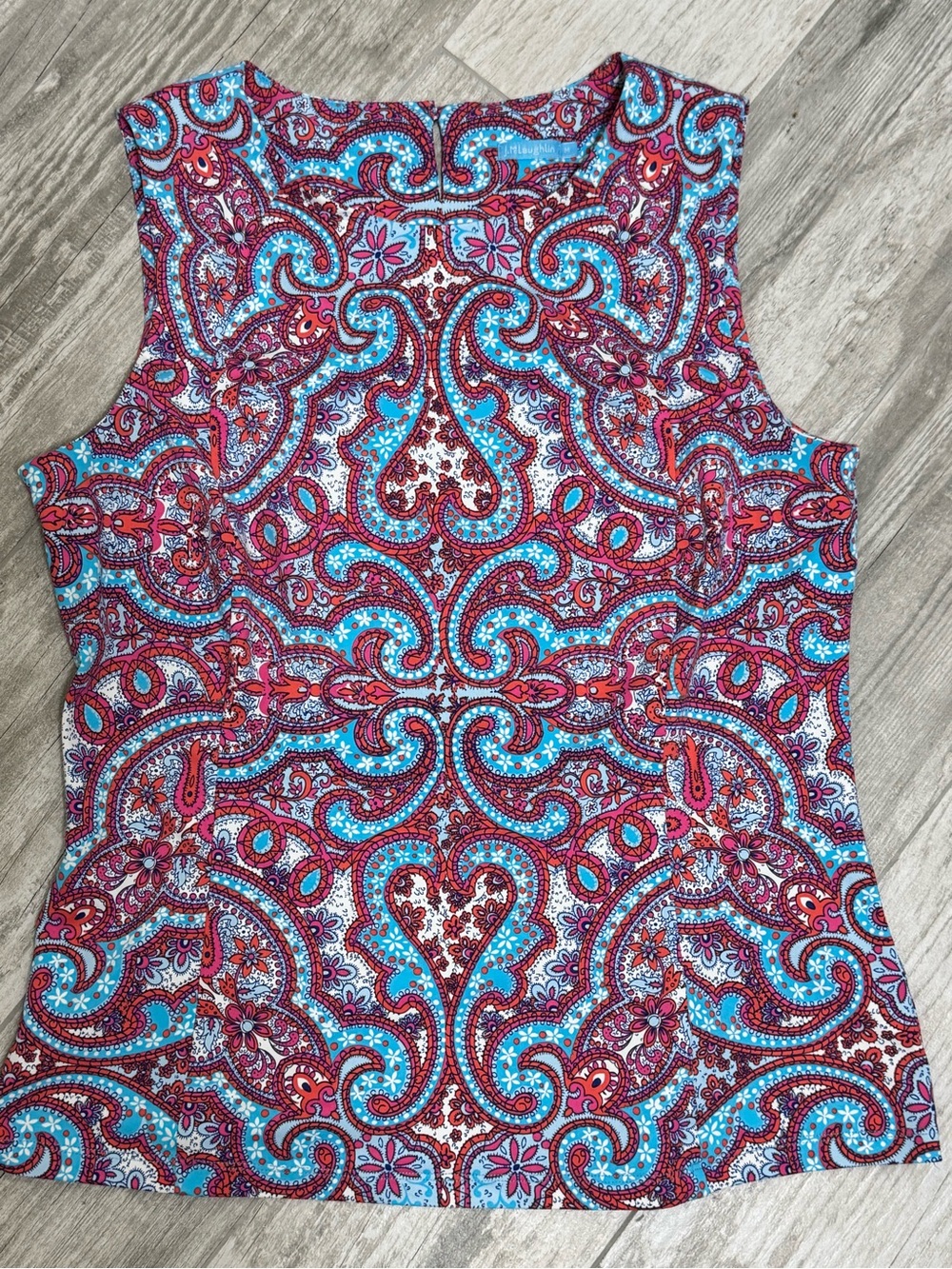 J. McLaughlin Sleeveless Paisley Tank Top - Turquoise & Magenta
